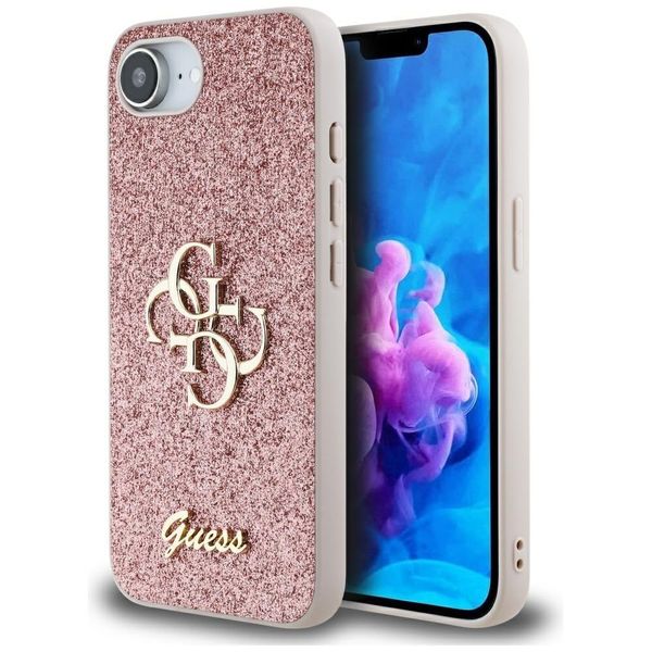 Etui Guess Fixed Glitter Big 4G do iPhone 16e różowy zdjęcie 1