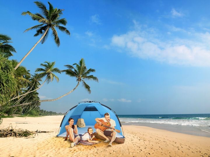 DUŻY XXL NAMIOT PLAŻOWY SAMOROZKŁADAJĄCY AUTOMATYCZNY PARAWAN ODBIJA SŁOŃCE zdjęcie 6