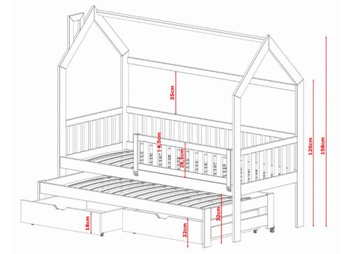 Łóżko 2- osobowe domek Moneky 90x190 z wysuwem na Arena.pl