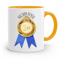 Dla Pracownika Kubek Żółty Pracownik Na Medal Z Nadrukiem Ze Zdjęciem