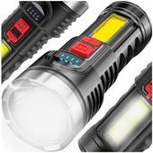 Mocna Latarka Taktyczna COB ZOOM LED USB AKUMULATOROWA REFLEKTOR SZPERACZ