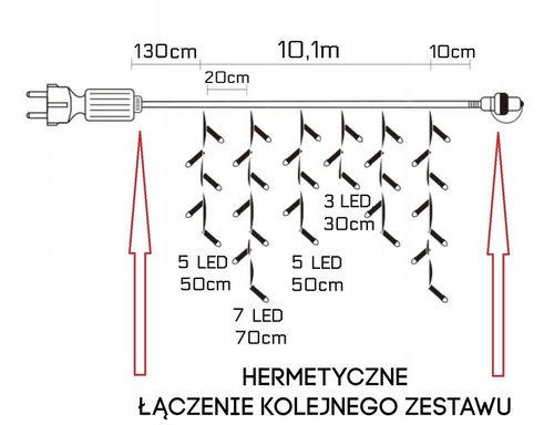 SOPLE 300 LED 11M ZEWNĘTRZNE LAMPKI KURTYNA +FLASH na Arena.pl
