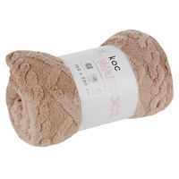 Miękki koc z ozdobnym plecionym warkoczem KWARKO 200X220 beżowy