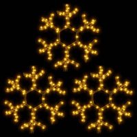 Ozdobne śnieżynki, ciepłe białe światło LED, 3 szt., 38x37 cm