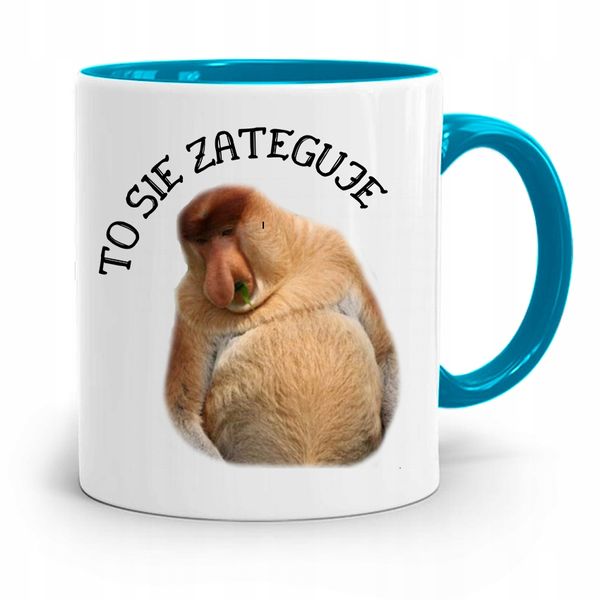 Kubek Błękitny Nosacz Janusz To Się Zateguje Z Nadrukiem Ze Zdjęciem zdjęcie 1