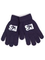 Rękawiczki chłopięce pięciopalczaste granatowe SKI 18 YOCLUB