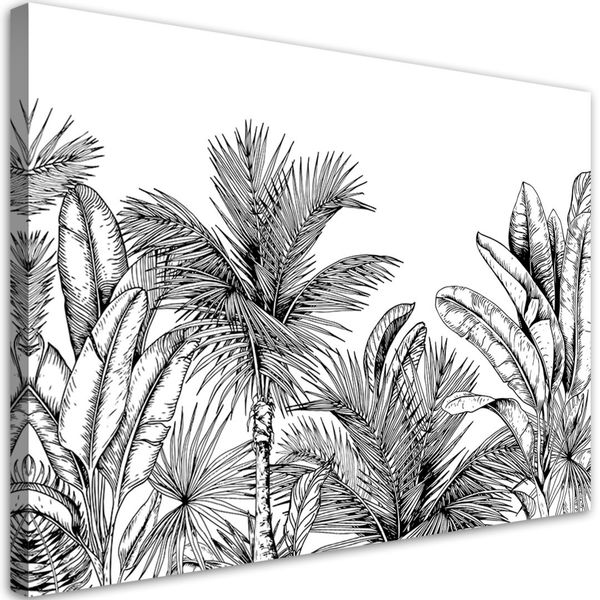 Emaga Obraz na płótnie, Czarno białe liście - 60x40 zdjęcie 1