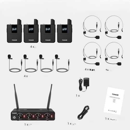 Zestaw Mikrofonów Bezprzewodowych System Zestawem Słuchawkowym 4X Bodypack na Arena.pl