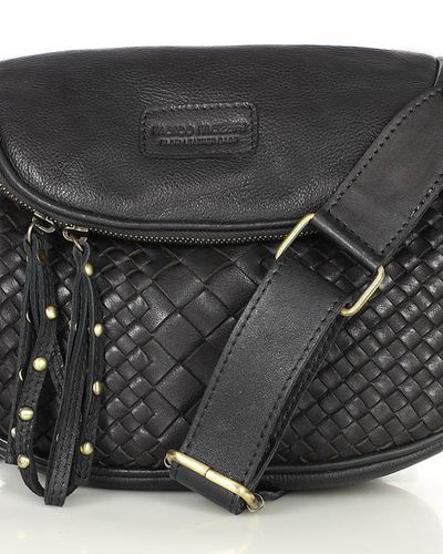 Torebka na szerokim pasku skórzana listonoszka - MARCO MAZZINI czarny na Arena.pl