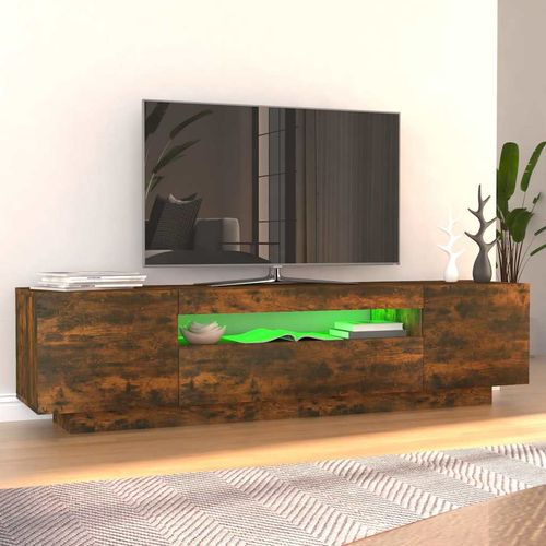 Szafka pod TV z oświetleniem LED, przydymiony dąb, 160x35x40 cm na Arena.pl