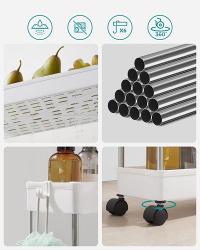 Szafka na kółkach 3 półki biała - KSC007W01 na Arena.pl