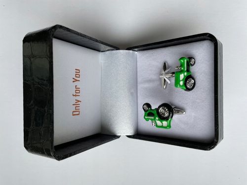 Spinki do mankietów EXC Traktor John Deere Green dla rolnika + prezent etui na Arena.pl