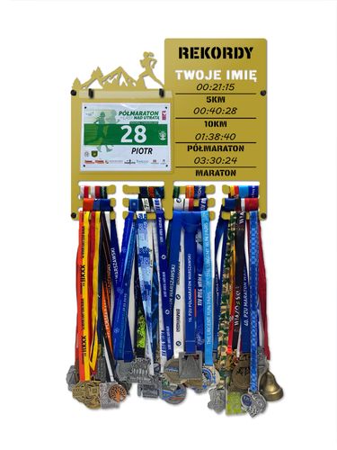 Wieszak na medale i numery startowe REKORDY RUN twoje imię 20.1 na Arena.pl