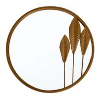 Lustro okrągłe ze złotą dekoracją liście