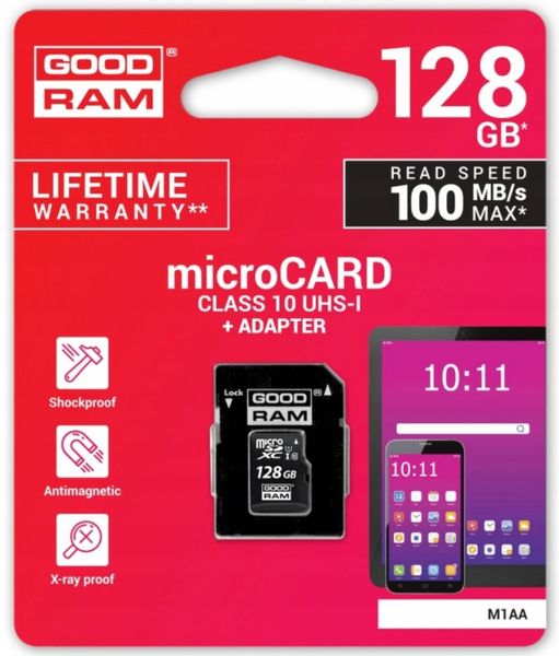 Goodram Microsdhc 128Gb Cl10 Uhs I + Adapter zdjęcie 1