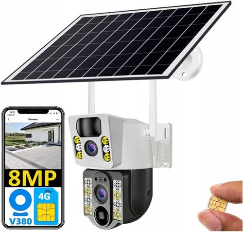 ZEWNĘTRZNA KAMERA SOLARNA TYP-C DWA OBIEKTYWY 8MPx NA KARTE SIM 4G LTE ZOOM na Arena.pl
