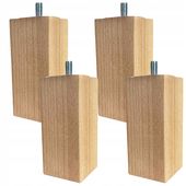 Komplet 4 x nogi meblowe drewniane bukowe 8 cm KWADRAT surowe 4.5x4.5 cm