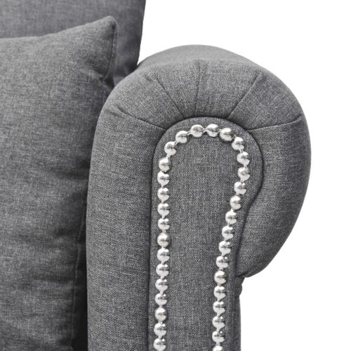 Zestaw 2 sof tapicerowanych materiałem, jasnoszary na Arena.pl