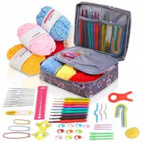 ZESTAW DO SZYDEŁKOWANIA WŁÓCZKA SZYDEŁKA 58 EL. ZNACZNIKI AKCESORIA Z ETUI