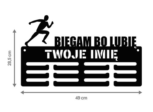 Wieszak na medale BIEGAM BO LUBIĘ  twoje imię dowolny tekst 52.3 na Arena.pl