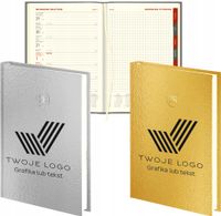 PLANER Z TWOIM LOGO NADRUKIEM tygodniowy kalendarz A4 złoty srebrny 25 szt