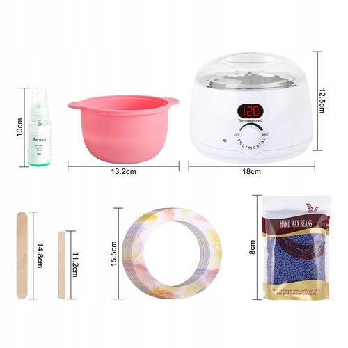 Zestaw do depilacji PODGRZEWACZ 5x wosk twardy LED wyświetlacz 500ml na Arena.pl