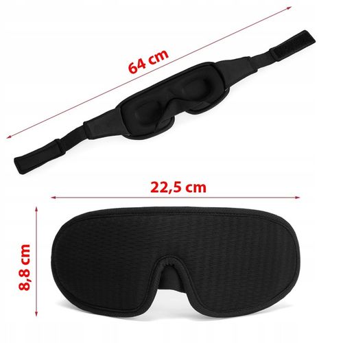 OPASKA NA OCZY DO SPANIA 3D Maska Zaciemniająca Regulowana MEMORY CZARNA na Arena.pl