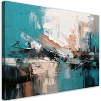 Abstrakcja obraz nowoczesny do salonu, Turkusowy beżowy szary 90x60