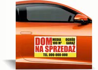Magnes na samochód reklama magnetyczna 60x30 cm DOM NA SPRZEDAŻ nr tel