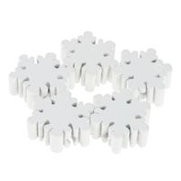 Drewniane koraliki ŚNIEŻYNKA płatek śniegu 20mm 5szt. biała