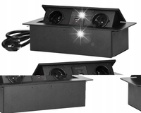 Gniazdo Chowane w Blat Nablatowe Wpuszczane 2x 230V + USB + USB-C Czarne