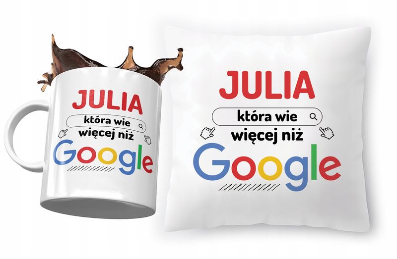 Zestaw Dla Juli Poduszka + Kubek Na Prezent Z Nadrukiem Ze Zdjęciem zdjęcie 1