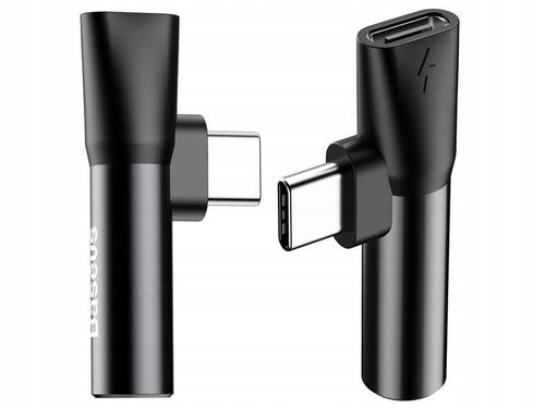 Adapter Audio Baseus USB-C do Mini Jack 3.5mm + USB-C (czarny) na Arena.pl