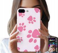 ETUI DO IPHONE ( 7 PLUS ) - RÓŻOWE PSIE ŁAPKI, PLECKI, OBUDOWA CASE