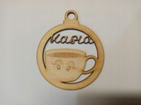 Bombka 9 cm ze sklejki "Filiżanka z wycinanym imieniem"