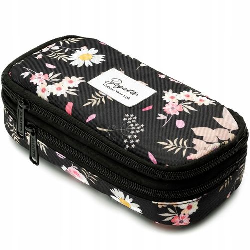 Piórnik dwukomorowy w kwiaty saszetka do szkoły dwie komory pojemny ZAGATTO na Arena.pl