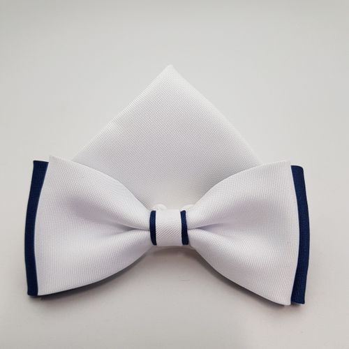 KOMUNIJNA MUSZKA BIAŁO GRANATOWA MUCHA Z BIAŁĄ POSZETKĄ na Arena.pl