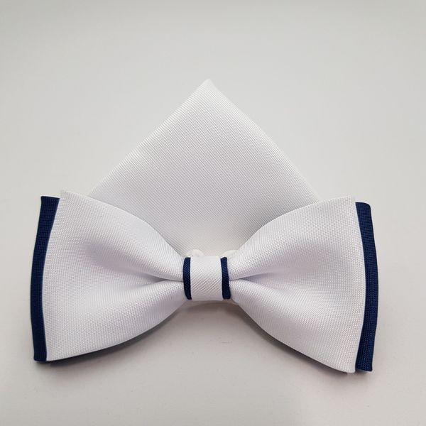 KOMUNIJNA MUSZKA BIAŁO GRANATOWA MUCHA Z BIAŁĄ POSZETKĄ zdjęcie 4