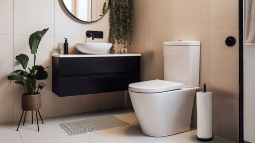 Stojak na papier toaletowy czarny do WC na 4 rolki bambus loft YOKA na Arena.pl