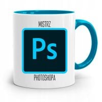 Kubek Błękitny Dla Grafika Mistrz Photoshopa Z Nadrukiem Ze Zdjęciem