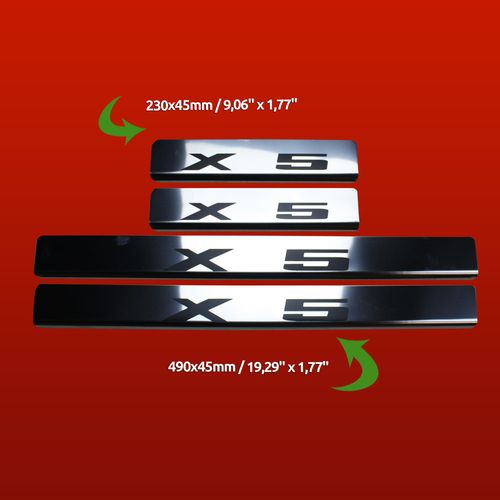 Listwa progowa BMW X5 E70 Stal nierdzewna 304 połysk z czarnymi literami na Arena.pl