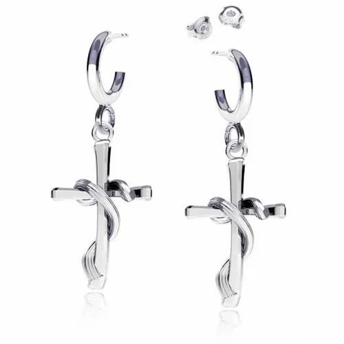 Krzyż krzyżyk opleciony srebrny komplet łańcuszek kulkowy srebro 925 na Arena.pl