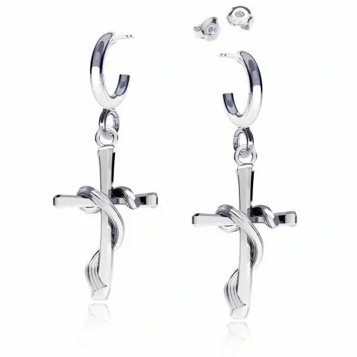 Krzyż krzyżyk opleciony srebrny komplet łańcuszek kulkowy srebro 925 zdjęcie 4