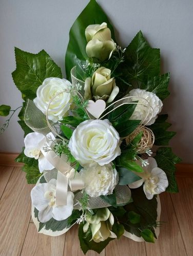 Stroik na cmentarz GRÓB kompozycja KOMPLET SERCE na Arena.pl