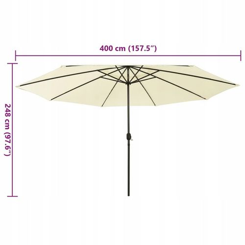 Parasol ogrodowy z LED, 400 cm, piaskowy na Arena.pl