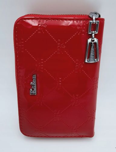 Eslee - elegancki portfel damski skóra ekologiczna czerwony lakier F6987 na Arena.pl