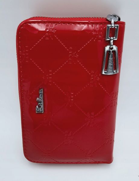 Eslee - elegancki portfel damski skóra ekologiczna czerwony lakier F6987 zdjęcie 1