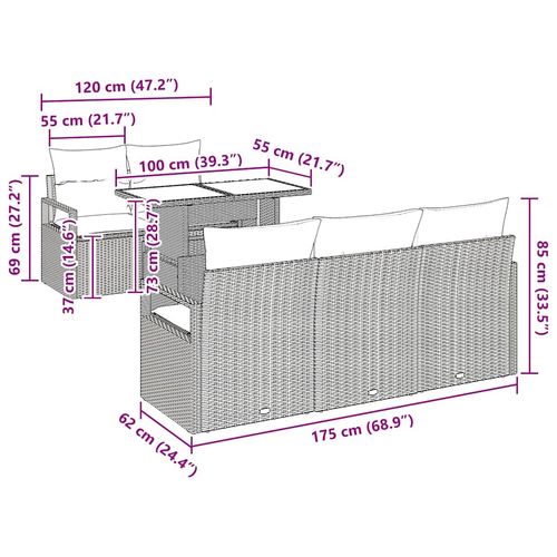 Zestaw Sof na Ogród 6 pcs beżowo-kremowy 100 x 55 x 73 cm na Arena.pl