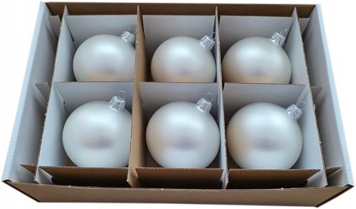 Bombki choinkowe szklane BIAŁY MAT perłowy 8 cm super efekt srebrzysty na Arena.pl