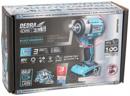 KLUCZ UDAROWY DEDRA akumulatorowy bezszczotkowy 350Nm SAS+ALL 3biegi 1,2" na Arena.pl